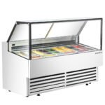 Marchia GIC-13-ST 70" 13-Pan Flat Glass White Gelato Ice Cream Dipping Cabinet Display Freezer - Image 2