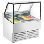 Marchia GIC-7-ST 42" 7-Pan Flat Glass White Gelato Ice Cream Dipping Cabinet Display Freezer - Image 2