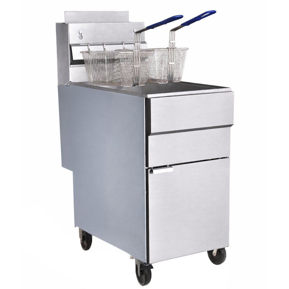 enff300n-gas-floor-fryer.jpg Prepline ENFF300N Commercial 40 lb Natural Gas Deep Fryer - 90,000 BTU - Image 1