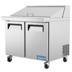 Evercool EMP36 36" Mega Top Refrigerated Sandwich Prep Table with Cutting Board and 15 Food Pans - Image 3