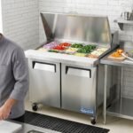 Evercool EMP36 36" Mega Top Refrigerated Sandwich Prep Table with Cutting Board and 15 Food Pans