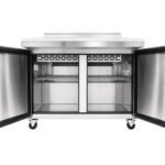 Evercool EMP48 48" Mega Top Refrigerated Sandwich Prep Table with Cutting Board and 18 Food Pans - Image 3