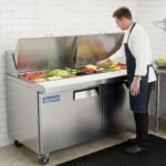 Evercool EMP60 60" Mega Top Refrigerated Sandwich Prep Table with Cutting Board and 24 Food Pans