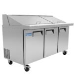 Evercool EMP72 72" Mega Top Refrigerated Sandwich Prep Table with Cutting Board and 30 Food Pans - Image 3