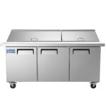 Evercool EMP72 72" Mega Top Refrigerated Sandwich Prep Table with Cutting Board and 30 Food Pans - Image 2