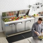 Evercool EMP72 72" Mega Top Refrigerated Sandwich Prep Table with Cutting Board and 30 Food Pans