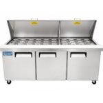 Evercool EMP72 72" Mega Top Refrigerated Sandwich Prep Table with Cutting Board and 30 Food Pans - Image 5