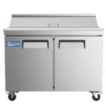 Evercool ESP48 48" Refrigerated Sandwich Prep Table with Cutting Board and 12 Food Pans - Image 2