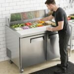 Evercool ESP48 48" Refrigerated Sandwich Prep Table with Cutting Board and 12 Food Pans
