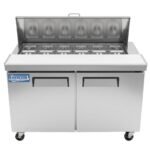 Evercool ESP48 48" Refrigerated Sandwich Prep Table with Cutting Board and 12 Food Pans - Image 4