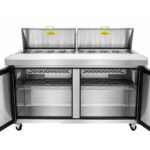 Evercool ESP60 60" Refrigerated Sandwich Prep Table with Cutting Board and 16 Food Pans - Image 4