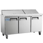 Evercool ESP72 72" Refrigerated Sandwich Prep Table with Cutting Board and 18 Food Pans - Image 3