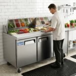 Evercool ESP72 72" Refrigerated Sandwich Prep Table with Cutting Board and 18 Food Pans
