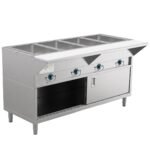 Prepline 60" Four Pan Sealed Well Electric Hot Food Steam Table with Enclosed Base and Sliding Doors - 110V - Image 2