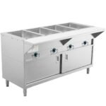Prepline 60" Four Pan Sealed Well Electric Hot Food Steam Table with Enclosed Base and Sliding Doors - 110V - Image 3