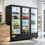Coldline G3-B 74" Three Glass Door Merchandiser Refrigerator with LED Lighting, Black