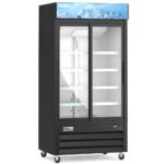 Coldline G40S-B 40" Two Glass Sliding Door Merchandiser Refrigerator with LED Lighting - Black - Image 2