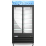 Coldline G40S-B 40" Two Glass Sliding Door Merchandiser Refrigerator with LED Lighting - Black - Image 3