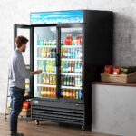 Coldline G53-B 53" Double Glass Swing Door Merchandiser Refrigerator with LED Lighting - Black