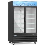 Coldline G53-B 53" Double Glass Swing Door Merchandiser Refrigerator with LED Lighting - Black - Image 2