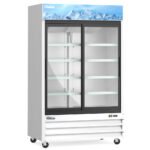 Coldline G53S-W 53" Double Glass Sliding Door Merchandiser Refrigerator with LED Lighting, White - Image 2