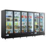 Coldline G6-B 148" Six Glass Door Merchandiser Refrigerator with LED Lighting, Black