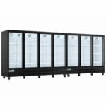 Coldline D7-B 172" Seven Glass Door Merchandiser Freezer with LED Lighting, Black - Image 3