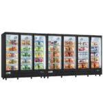 Coldline D7-B 172" Seven Glass Door Merchandiser Freezer with LED Lighting, Black - Image 2
