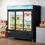 Coldline G80S-B 78" Three Glass Sliding Door Merchandiser Refrigerator with LED Lighting, Black
