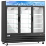 Coldline D80-B 79" Three Glass Door Merchandiser Freezer with LED Lighting, Black - Image 2
