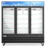 Coldline D80-B 79" Three Glass Door Merchandiser Freezer with LED Lighting, Black - Image 3