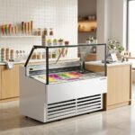 Marchia GIC-10-ST 56" 10-Pan Flat Glass White Gelato Ice Cream Dipping Cabinet Display Freezer