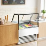 Marchia GIC-7-ST 42" 7-Pan Flat Glass White Gelato Ice Cream Dipping Cabinet Display Freezer