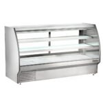Coldline HDC84-F 84" Refrigerated Curved Glass Seafood Case with Built-in Drain and Rear Storage