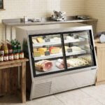 Coldline HDL60-DS 60" Dual Service Refrigerated High Meat Deli Case with Rear Storage, Front and Rear Sliding Glass Doors