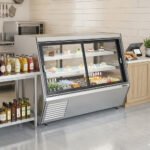Coldline HDL72-DS 72" Dual Service Refrigerated High Meat Deli Case with Rear Storage, Front and Rear Sliding Glass Doors