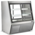 Coldline HDL48-DS 48" Dual Service Refrigerated High Meat Deli Case with Rear Storage, Front and Rear Sliding Glass Doors - Image 3