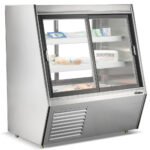 Coldline HDL48-DS 48" Dual Service Refrigerated High Meat Deli Case with Rear Storage, Front and Rear Sliding Glass Doors - Image 2