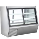 Coldline HDL60-DS 60" Dual Service Refrigerated High Meat Deli Case with Rear Storage, Front and Rear Sliding Glass Doors - Image 2