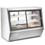Coldline HDL72-DS 72" Dual Service Refrigerated High Meat Deli Case with Rear Storage, Front and Rear Sliding Glass Doors - Image 2