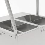 Prepline 60" Four Pan Sealed Well Gas Hot Food Steam Table with Sneeze Guard and Sliding Doors - Image 6