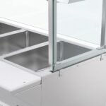 Prepline 74" Five Pan Sealed Well Gas Hot Food Steam Table with Lighted Sneeze Guard and Sliding Doors - Image 6