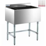 Prepline 18" X 30" 98 lb. Stainless Steel Underbar Ice Bin with Bottle Holders and Sliding Lid, 12" Bowl Depth