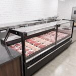 Coldline LDCD102 102" Deep Depth Refrigerated Flat Straight Glass Meat Deli Case with Rear Storage