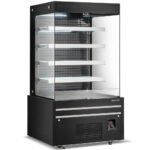 Marchia MDS48G 48" Black Open Air Cooler Grab and Go Refrigerator with Glass Sides - Image 3