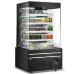 Marchia MDS48G 48" Black Open Air Cooler Grab and Go Refrigerator with Glass Sides - Image 2