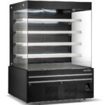 Marchia MDS72G 72" Black Open Air Cooler Grab and Go Refrigerator with Glass Sides, 220V - Image 3