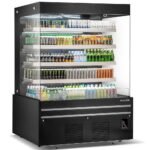 Marchia MDS72G 72" Black Open Air Cooler Grab and Go Refrigerator with Glass Sides, 220V - Image 2
