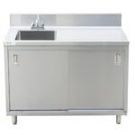 Prepline 24"D x 48"L Stainless Steel Enclosed Base Work Table with Sink and Sliding Doors - Image 2