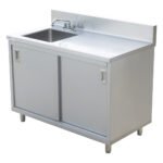 Prepline 24"D x 48"L Stainless Steel Enclosed Base Work Table with Sink and Sliding Doors - Image 3